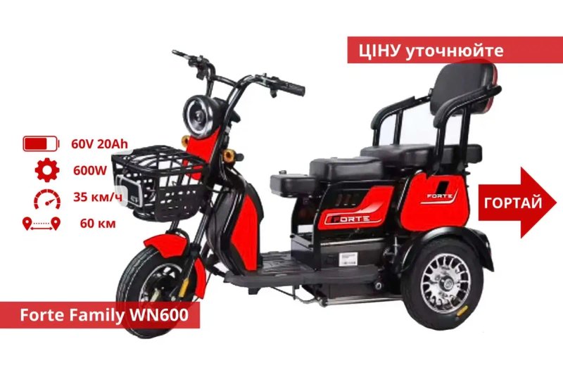 Електро Трицикли Crosser TR1 / Fada Oldi / Forte Family - Forte Cargo 3 — фото 5