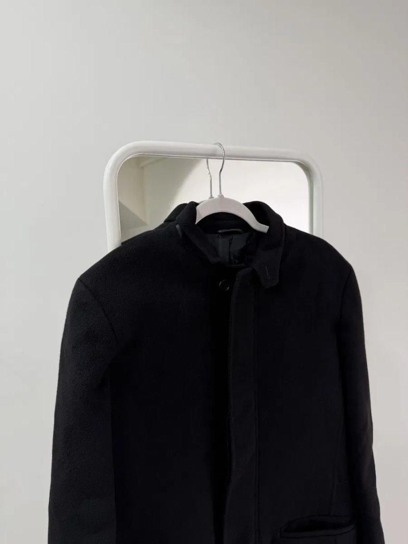 Ermenegildo Zegna Mens Cashmere/Wool Black OverCoat Jacket — фото 2