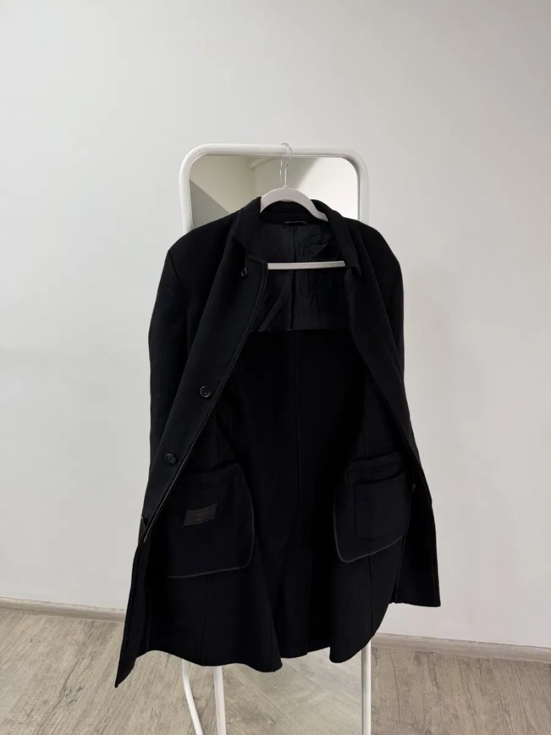 Ermenegildo Zegna Mens Cashmere/Wool Black OverCoat Jacket — фото 5
