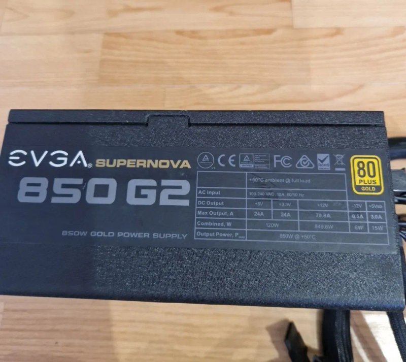 EVGA 850W 80PLUS GOLD Блок живлення 8(6+2)+8(6+2)відеокарта Стан гарний — фото 2