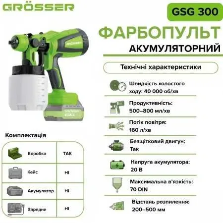 Фарбопульт акумуляторний Grosser GSG 300 (без АКБ та ЗП) — фото 4