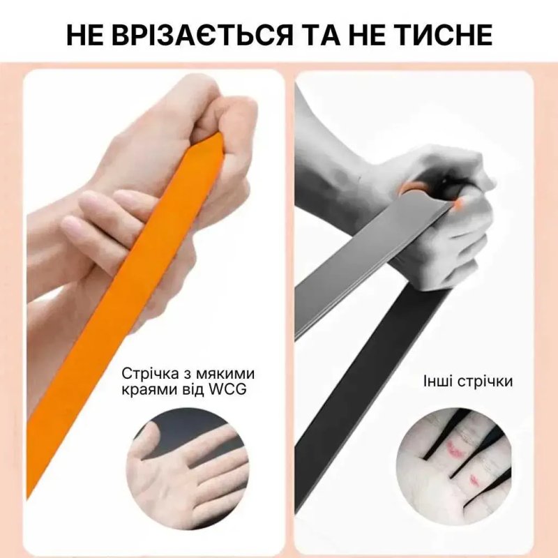 Фітнес-резинка WCG PowerStrip Level 3 (27 - 45 кг) — Гумовий еспандер для тренувань та підтягувань — фото 4