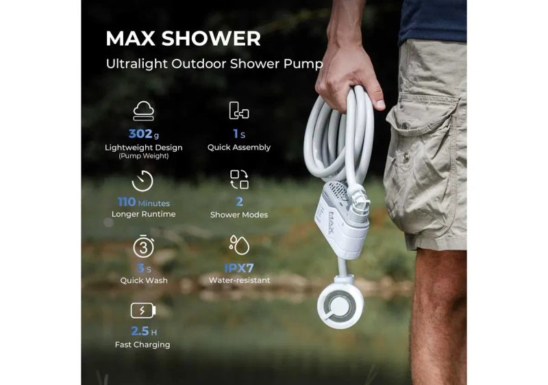 FLEXTAIL MAX SHOWER Портативний душ кемпінговий душ на акумуляторі душ портативный кемпинговый душ — фото 4