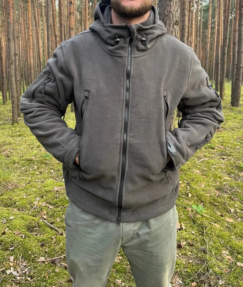 Фліска з капюшоном чоловіча графіт флисовая флиска флісова кофта с — фото 6