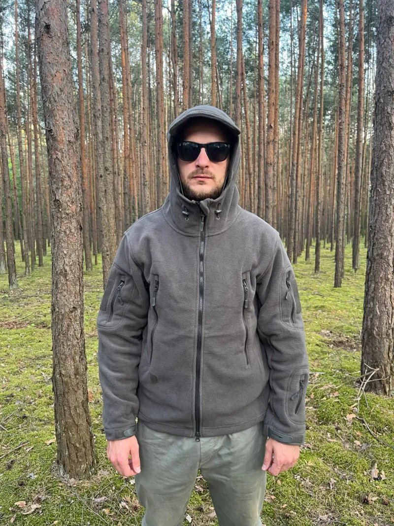 Фліска з капюшоном чоловіча графіт флисовая флиска флісова кофта с — фото 7