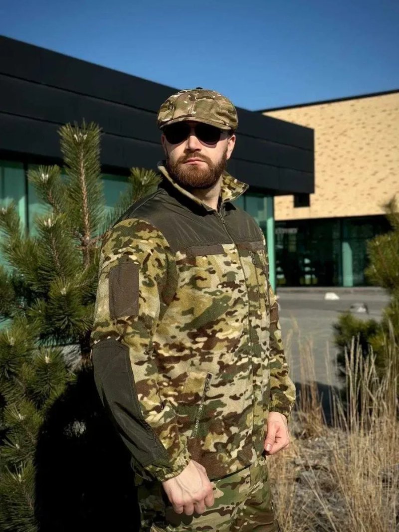 Флісова кофта Military Мікрофліс Мультикам 300 г/м² | Тактична кофта | Тепла військова кофта | Фліс для ЗСУ | Розміри 46-60 | Чоловіча — фото 2