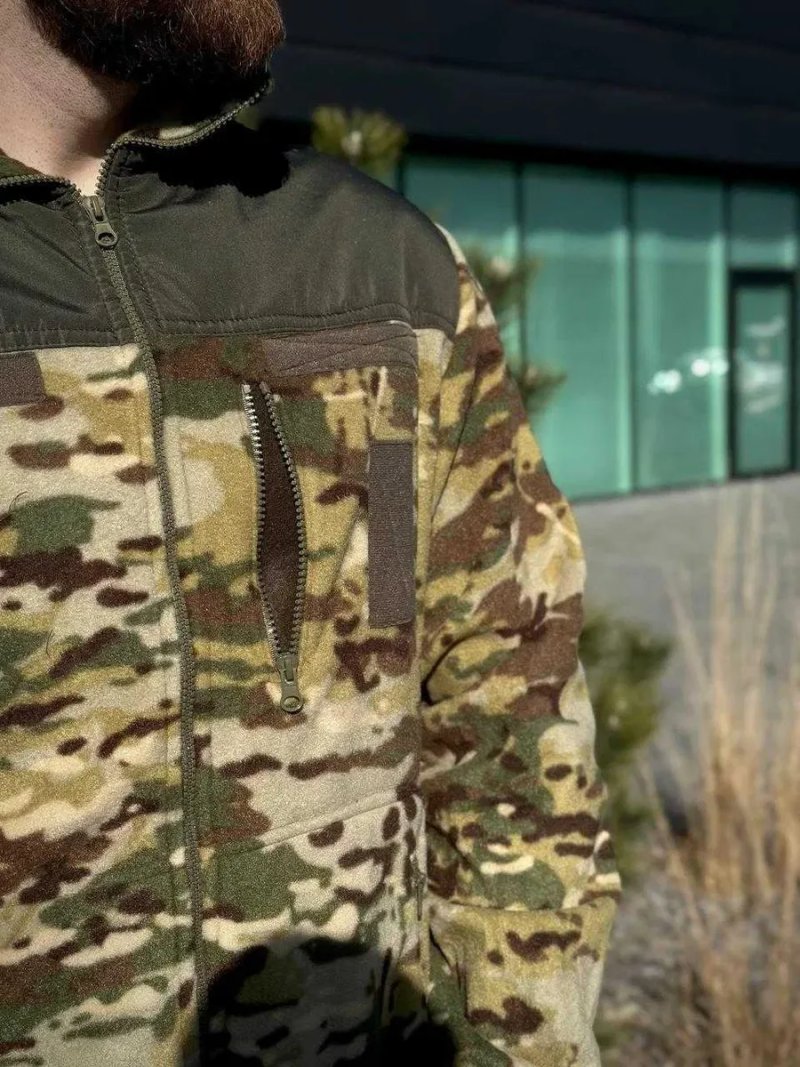Флісова кофта Military Мікрофліс Мультикам 300 г/м² | Тактична кофта | Тепла військова кофта | Фліс для ЗСУ | Розміри 46-60 | Чоловіча — фото 4