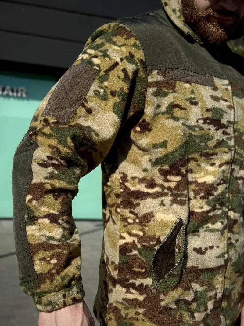Флісова кофта Military Мікрофліс Мультикам 300 г/м² | Тактична кофта | Тепла військова кофта | Фліс для ЗСУ | Розміри 46-60 | Чоловіча — фото 6