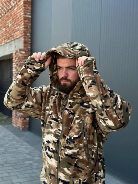 Флісова кофта Shark Мультикам | Тактична фліска | Військова кофта ЗСУ | Military Multicam | Тактичний одяг | Тепла кофта | S-XXXL