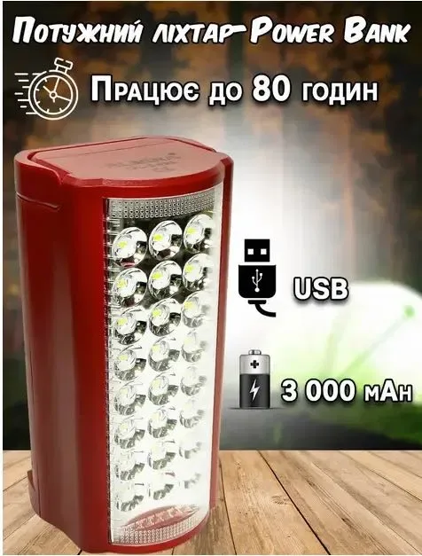 Фонарь аварийный Almina 2606LФонарь + power bank фонарик ліхтар — фото 3