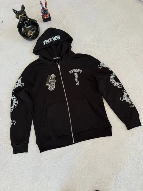 Full Zip Chrome Hearts Black