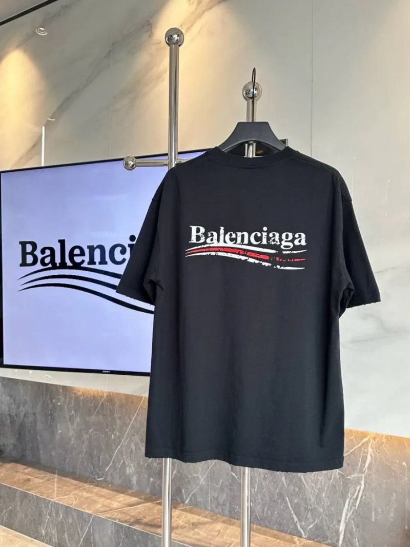 Футболка Balenciaga чорна / біла оверсайз S M L XL — фото 2