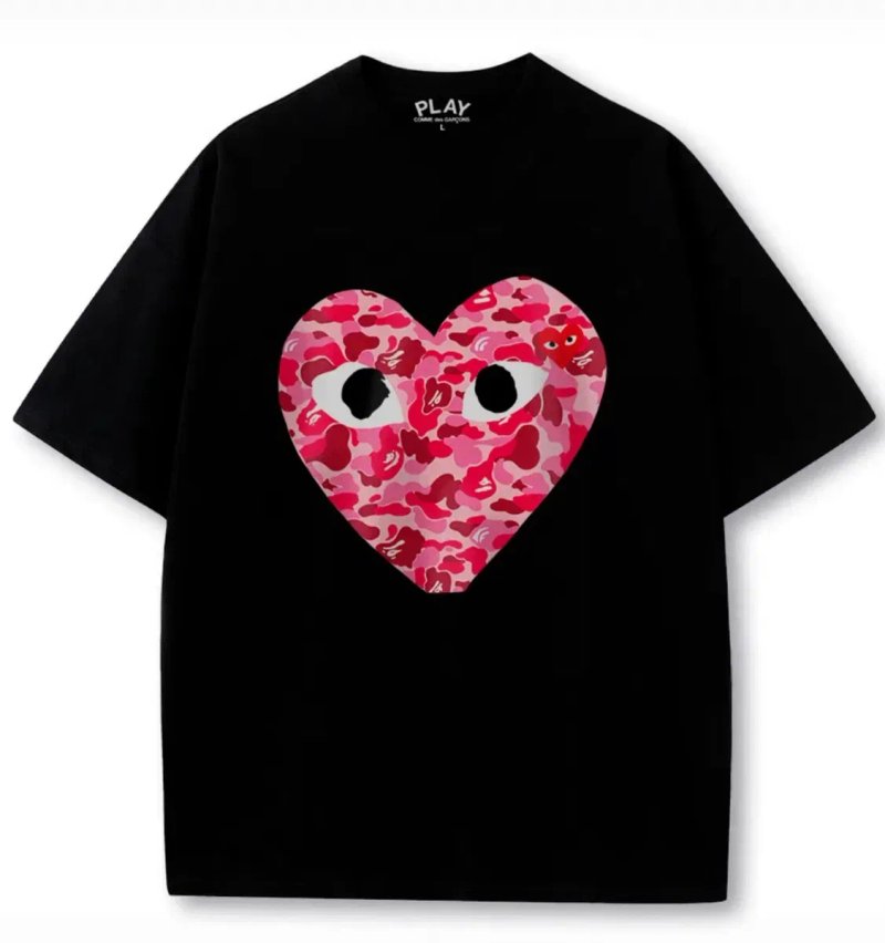 Футболка  Comme des Garcons Play Logo унисекс черная белая плей New — фото 5