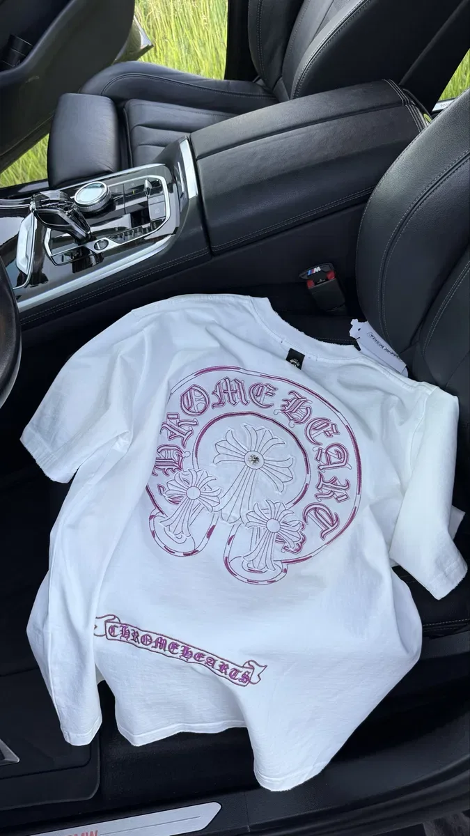 Футболка Хром Харст | Футболка Chrome Hearts рожева біла чорна S-M — фото 6
