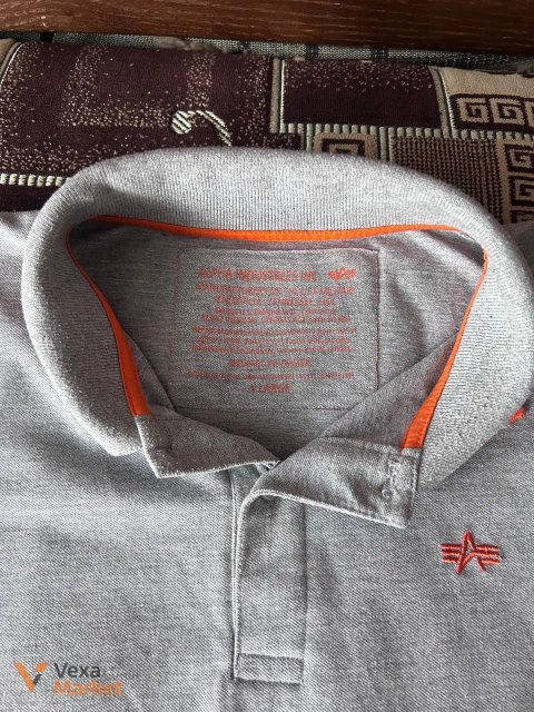 Футболка поло Alpha Industries сіра L-XL