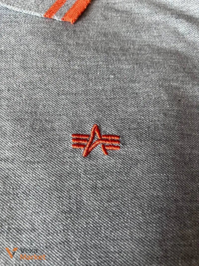 Футболка поло Alpha Industries сіра L-XL — фото 4