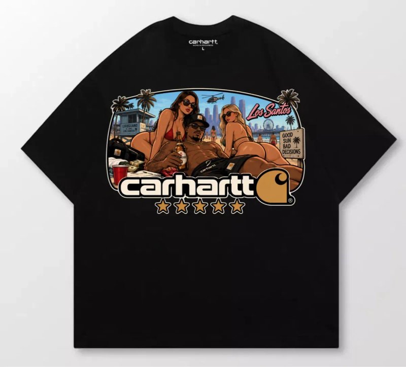 Футболки Carhartt GTA Logo унисеки черные кархарт ГТА Новинка отличное качество — фото 2