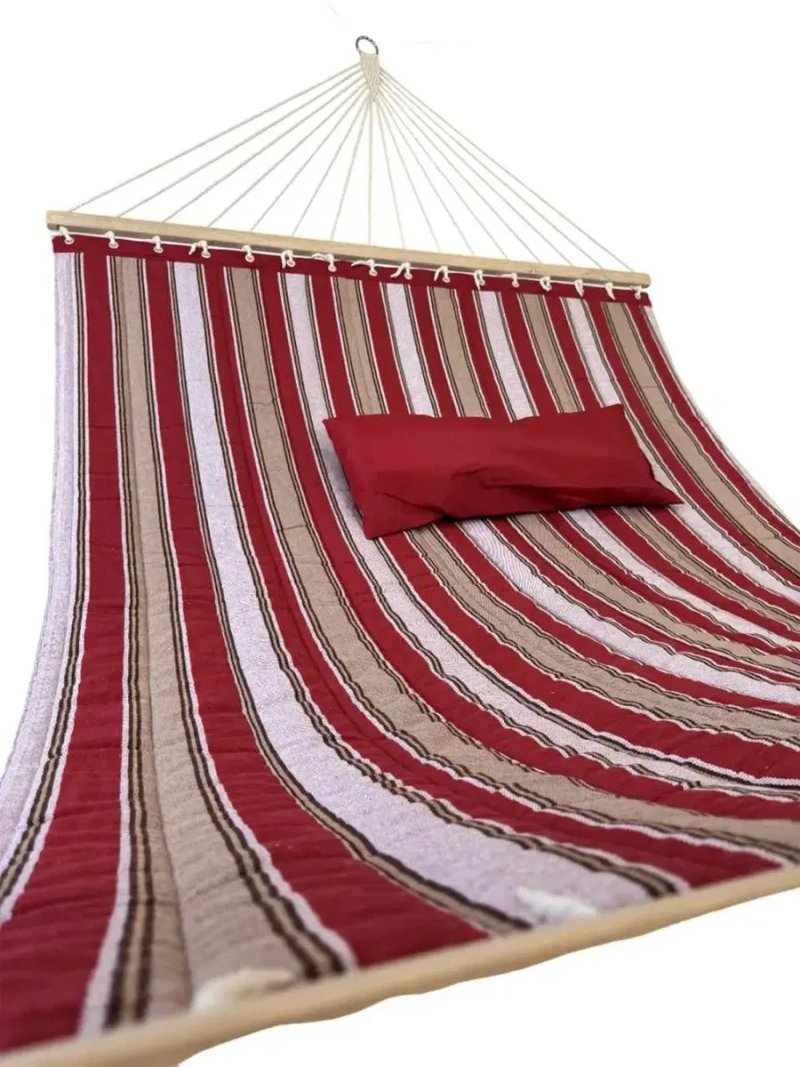 Гамак із планкою Siesta Red XXL 200х150 WCG Стьобана тканина + подушка — фото 2