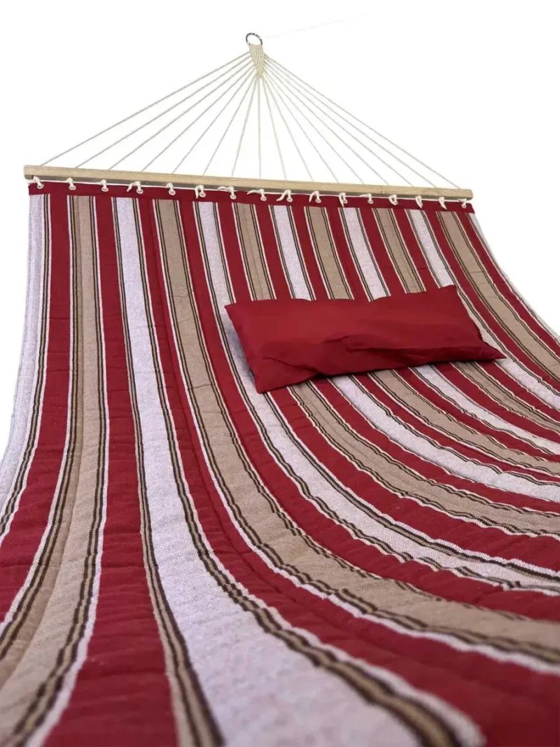 Гамак із планкою Siesta Red XXL 200х150 WCG Стьобана тканина + подушка — фото 4