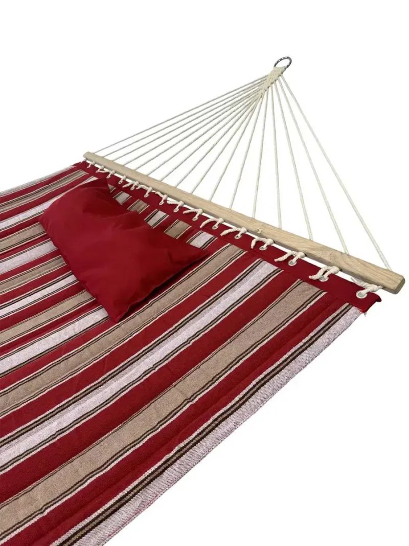 Гамак із планкою Siesta Red XXL 200х150 WCG Стьобана тканина + подушка — фото 5