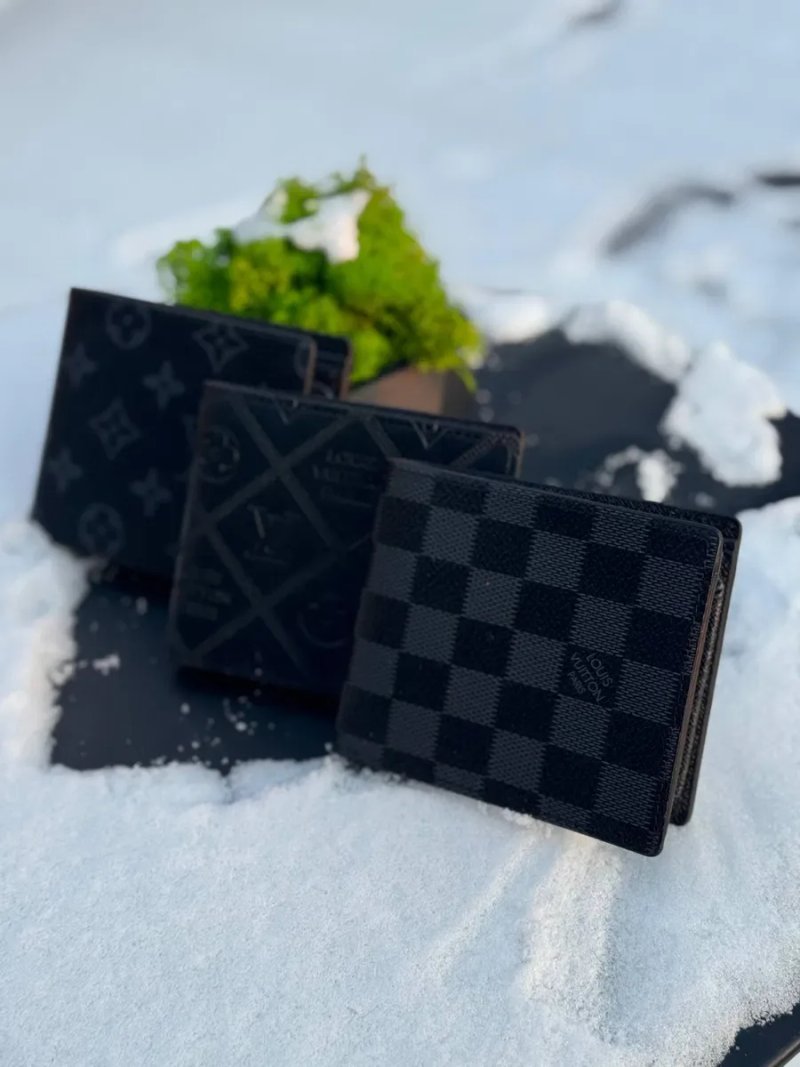 Гаманець Louis Vuitton чоловічий мужской кошелек Луи Витон черный Лв | Кошелек кожаный Луї Вітон чорний шахматний сірий гаманець Лв чоловічий LV — фото 2