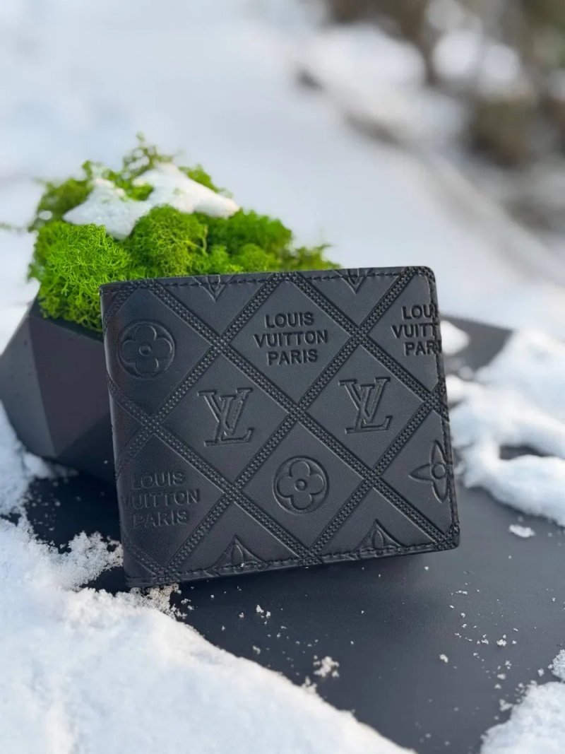 Гаманець Louis Vuitton чоловічий мужской кошелек Луи Витон черный Лв | Кошелек кожаный Луї Вітон чорний шахматний сірий гаманець Лв чоловічий LV — фото 4