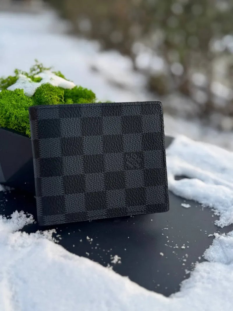 Гаманець Louis Vuitton чоловічий мужской кошелек Луи Витон черный Лв | Кошелек кожаный Луї Вітон чорний шахматний сірий гаманець Лв чоловічий LV — фото 5