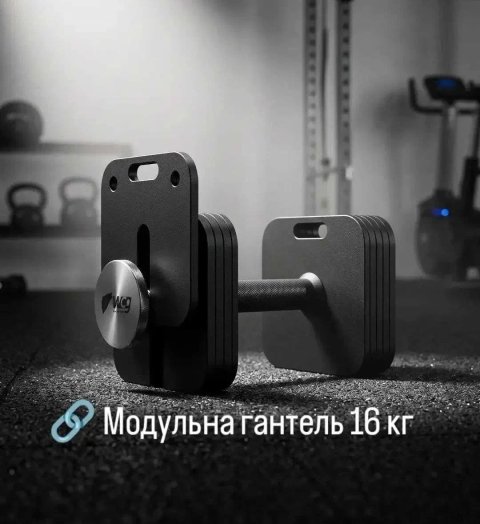 Гантель 16 кг регульована | 4–16 кг | 6 рівнів ваги | Модульна розбірна гантелі | Швидке регулювання | Гантеля регулированная | Гантели сталева набірн