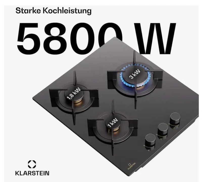 Газова плита 45 на 50 см KLARSTEIN Goldflame 3 — фото 2
