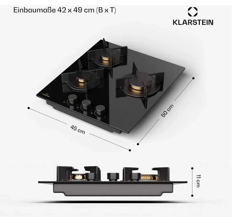 Газова плита 45 на 50 см KLARSTEIN Goldflame 3 — фото 3