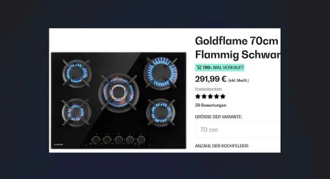 Газова плита варильна поверхня Klarstein GoldFlame 5
