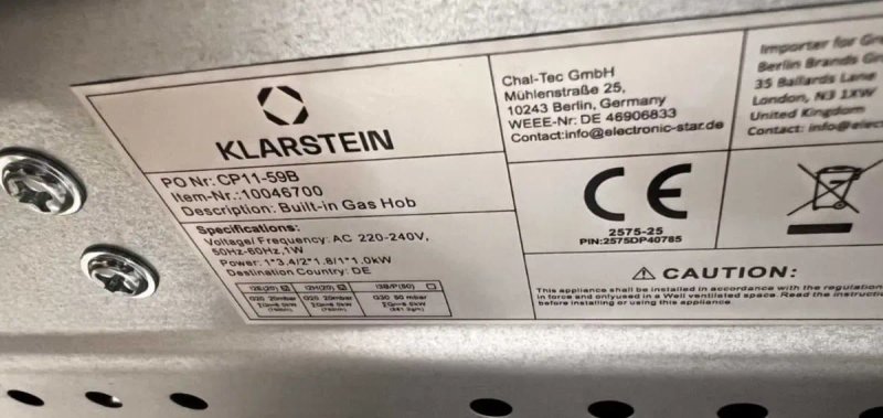 Газова плита варильна поверхня Klarstein Turbocast, 4 конф Нержавійка — фото 8