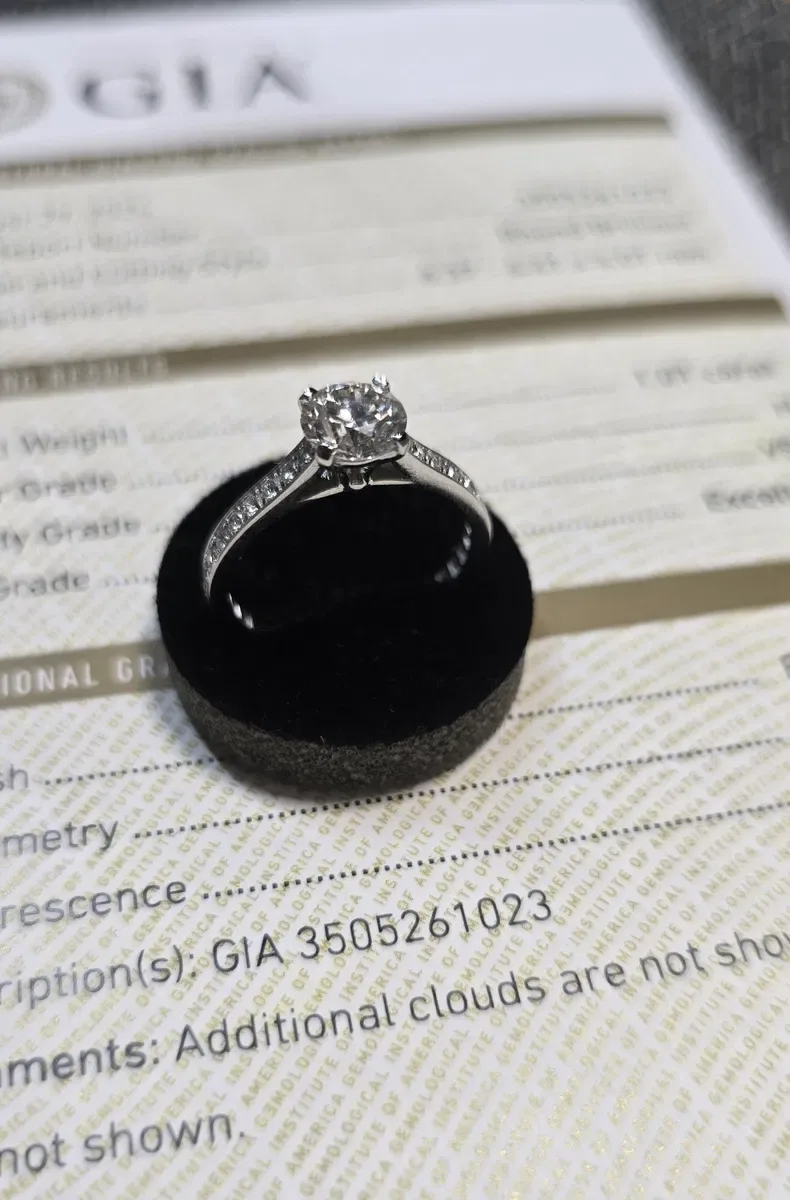 GIA 1,38 ct H/VS1 Exellent натуральні діаманти, золота каблучка. — фото 2
