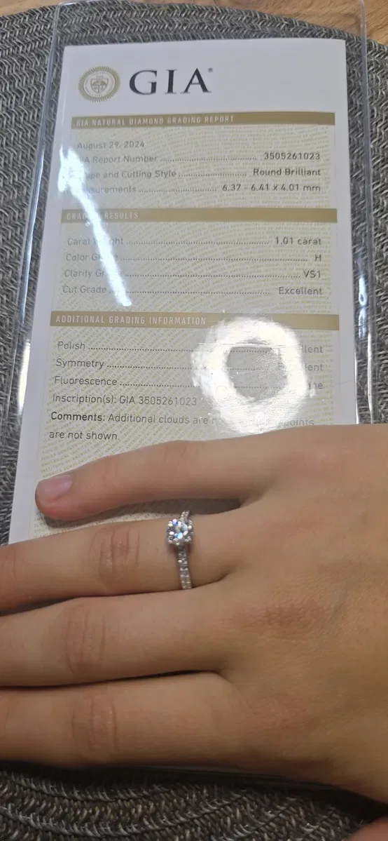 GIA 1,38 ct H/VS1 Exellent натуральні діаманти, золота каблучка. — фото 6