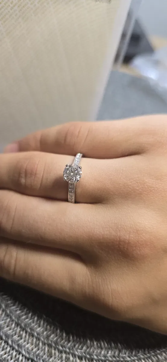 GIA 1,38 ct H/VS1 Exellent натуральні діаманти, золота каблучка. — фото 7