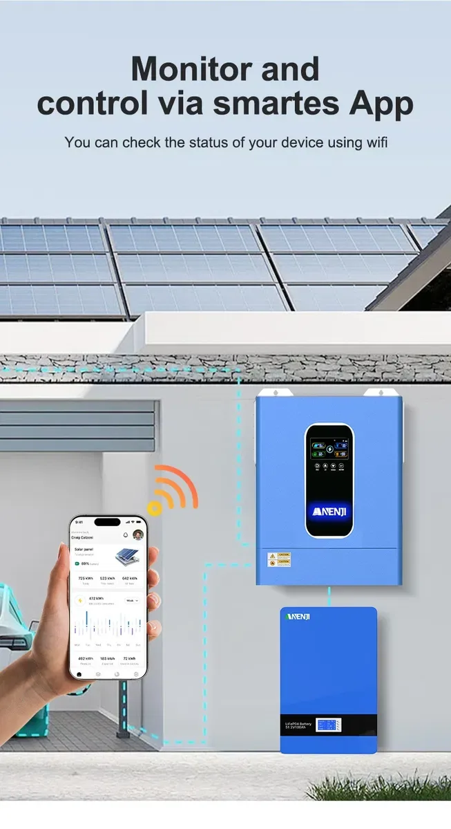Гібридний інвертор ANENJI 11kW/кВт ANJ-HHS-11KW-48V-WIFI-P Нова модель! — фото 7