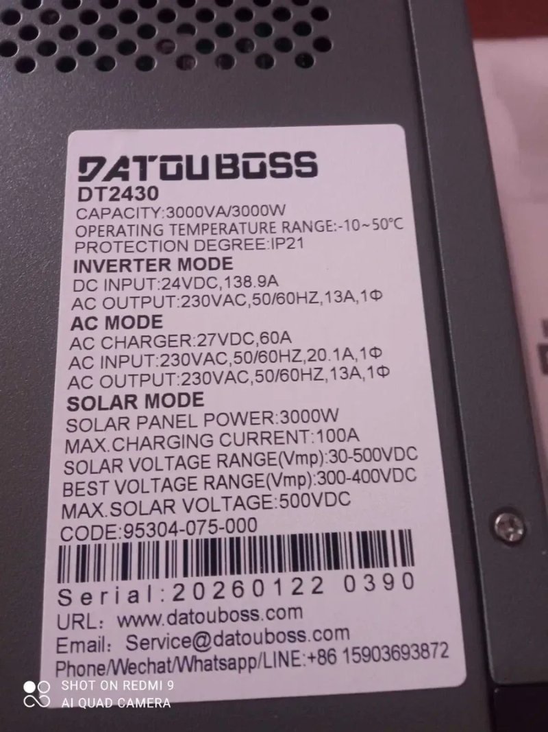 Гібридний інвертор DATOUBOSS DT2430 3кВт 24В (Чистий синус) — фото 5