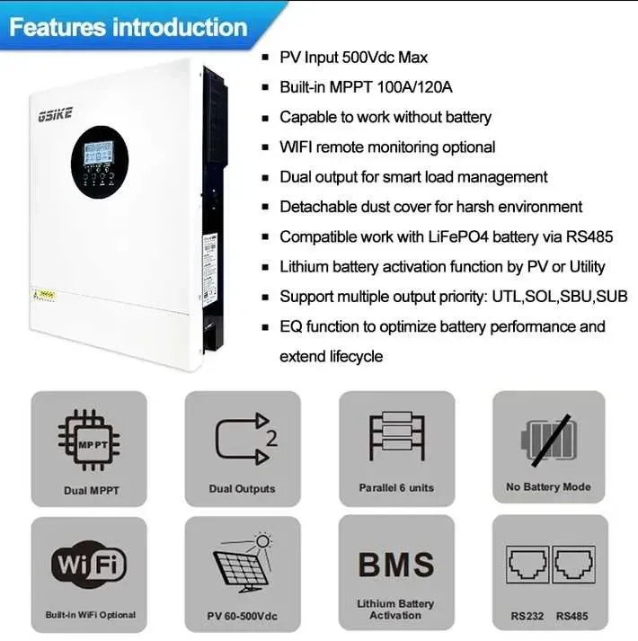 Гібридний інвертор Gsike GSK-6.2KW-48V-WIFI 48В 6.2кВт — фото 4