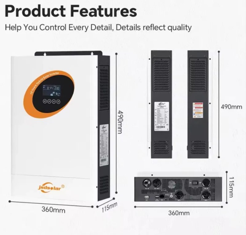 Гібридний інвертор JSDSolar 4кВт (4kw) 24V MPPT 100A чистий синус wifi — фото 6
