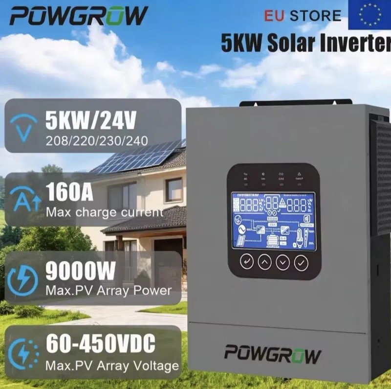 Гібридний інвертор POWLAND 5KW 24В WiFi гибридный инвертор
POWLAND 5kW WIFI — фото 2
