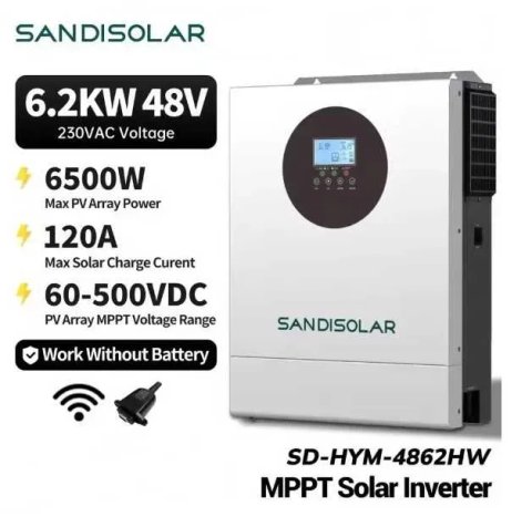 Гібридний інвертор Sandisolar SD-HYM-4862HW WIFI 48В 6.2кВт