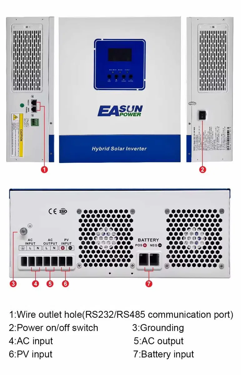Гібридний інвертор сонячний EASUN 3.6kW 24V SMT-4KW-WIFI (3600W) Wi-Fi — фото 5