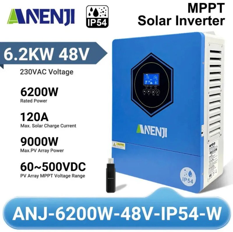Гібридний сонячний інвертор Anenji 6.2KW-48V-IP54-W — фото 7