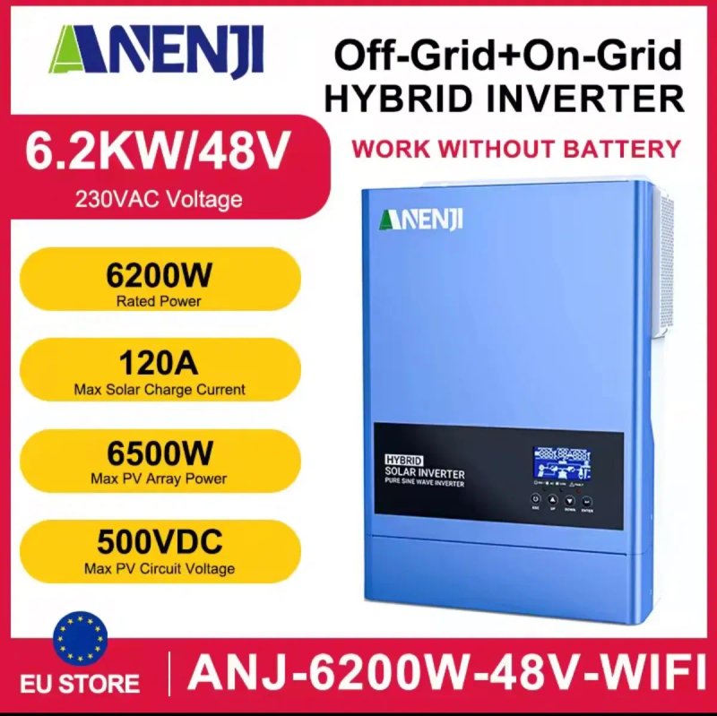 гібридний сонячний інвертор ANENJI ANJ‑6200W‑48V‑WIFI — фото 7