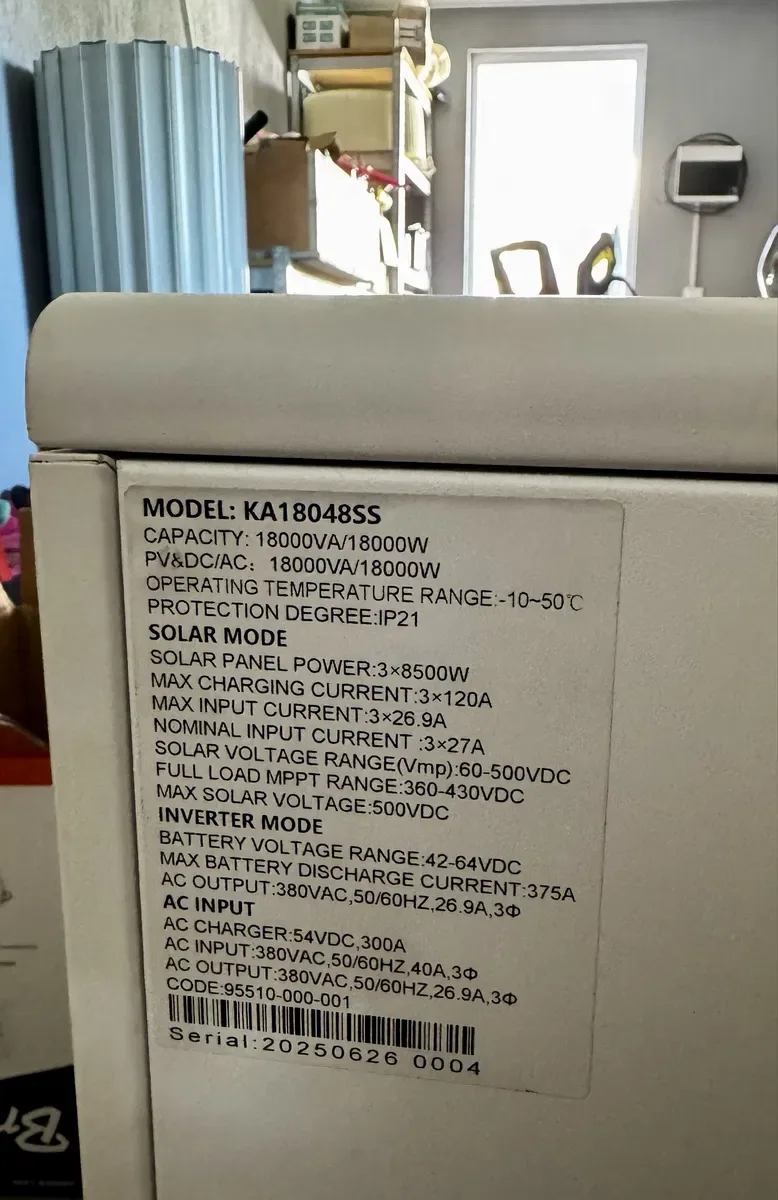 Гібридний трифазний інвертор KA18048SS, 18 кВт, 48 В — фото 4