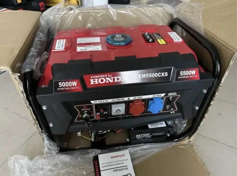 Гибридный генератор газ бензин HONDA EM5500 5-5.5 кВт с электростартером бензо газовый генератор хонда — фото 2