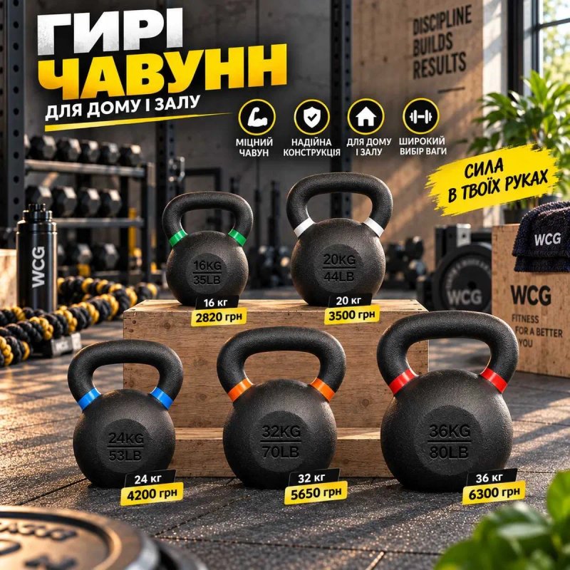 Гиря чавунна 16 кг пудова для фітнесу та тренувань | гирі чавунні для дому залу спорту | Гири чугунные 4 / 6 / 8 / 10 / 12 / 16 / 20 / 24 / 32 / 36 кг — фото 3