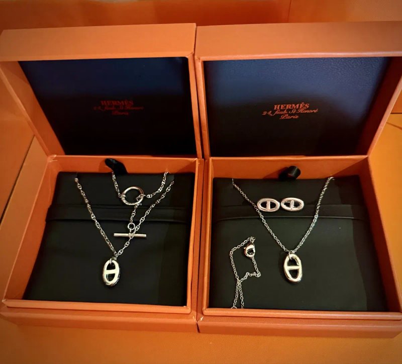 Hermès Farandole кулон на сріблястому ланцюжку, сережки. — фото 2