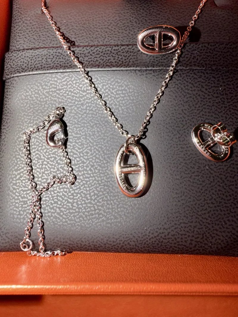 Hermès Farandole кулон на сріблястому ланцюжку, сережки. — фото 5