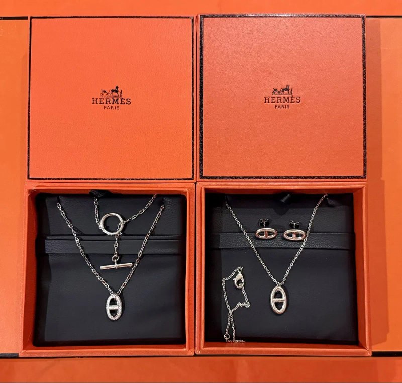 Hermès Farandole кулон на сріблястому ланцюжку, сережки. — фото 6